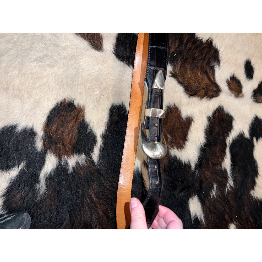 Onyx by Brighton West of Santa Fe Black Croc Embossed Leather Western Belt 38